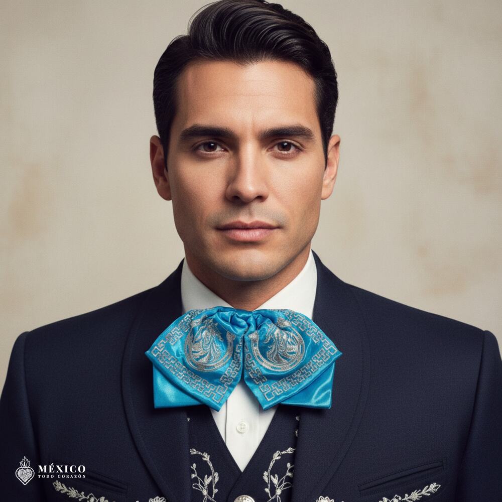 Mexican Embroidered Charro Moño – Traditional Satin Mariachi Bow Tie